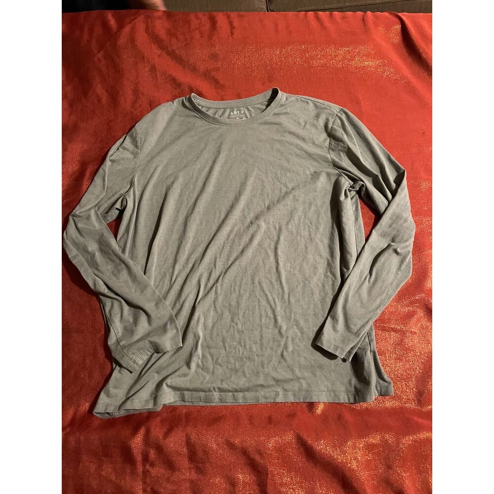 APT.9 Shirt Mens XL Long Sleeve Crewneck Premier Flex Gray Soft Tee Casual